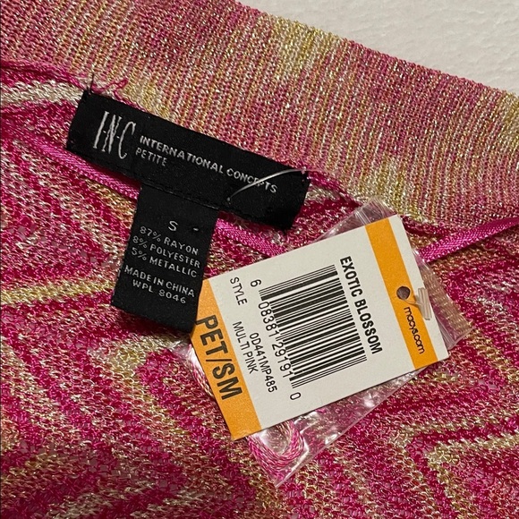 INC Open-Front Pink and Gold Chevron Cardigan Sz Small - Picture 7 of 11